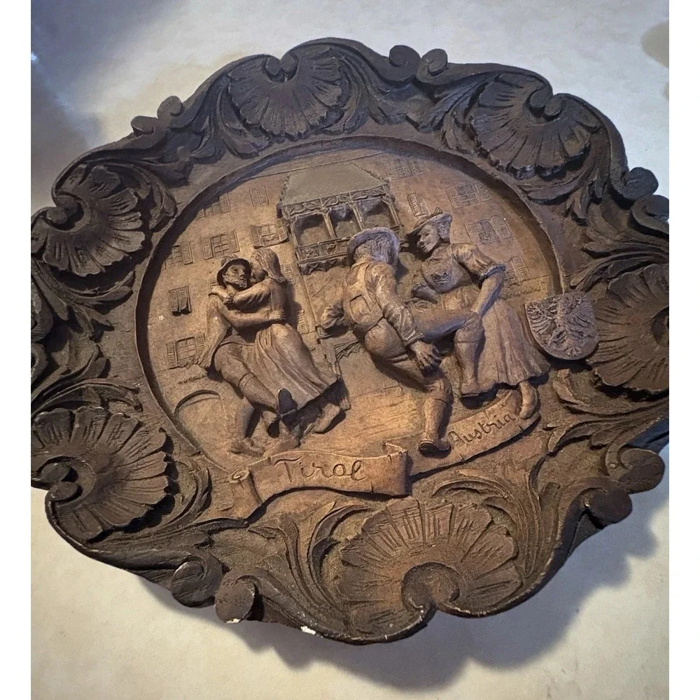 3D Wall Hanging Plaque Carved Dancing Tavern Pub Tirol-Austria German Crest